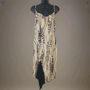 VTG Y2K Charlotte Russe Asymmetric Slip Dress Sz S Animal Print Indie Goth Fairy